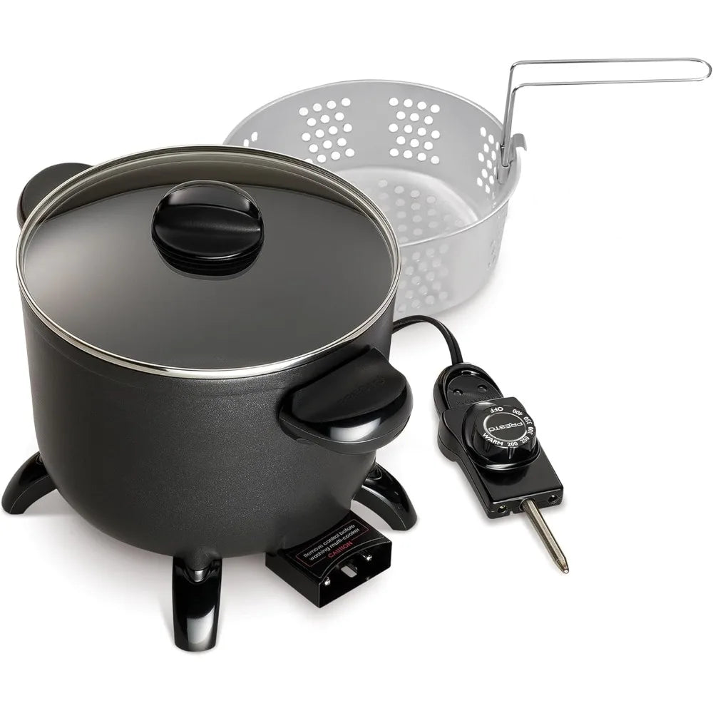 US Shipping Kitchen Kettle Multi Cooker Steamer Deep Fryer Black Electric Pot
