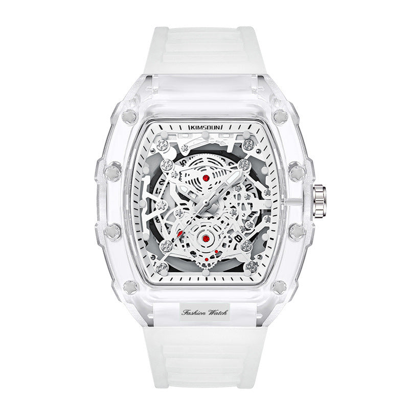 Cross-border Watch Unique Barrel-shaped Quartz Watch Fashion Transparent Men's Watch Waterproof Wristwatch