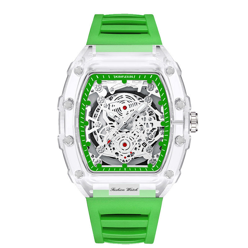 Cross-border Watch Unique Barrel-shaped Quartz Watch Fashion Transparent Men's Watch Waterproof Wristwatch