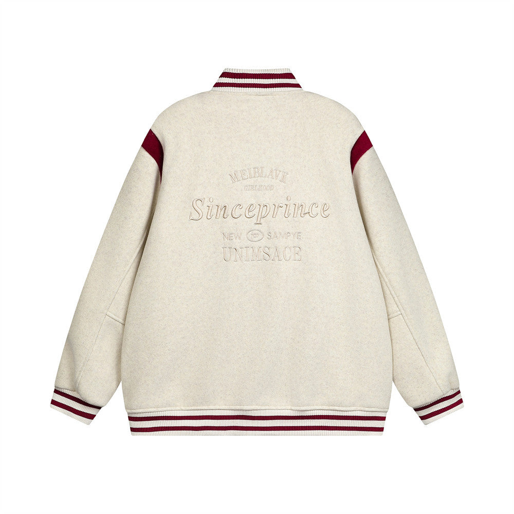 Color blocked baseball jacket