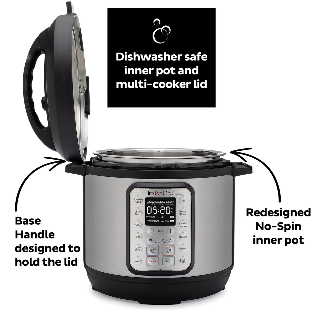 Instant Pot Duo Plus 9-in-1 Multicooker, Pressure Cooker, Slow Cook, Rice Maker, Steamer, Sauté, Yogurt, Warmer & Sterilizer, Includes App with Over 800 Recipes, Stainless Steel, 6 Quarts