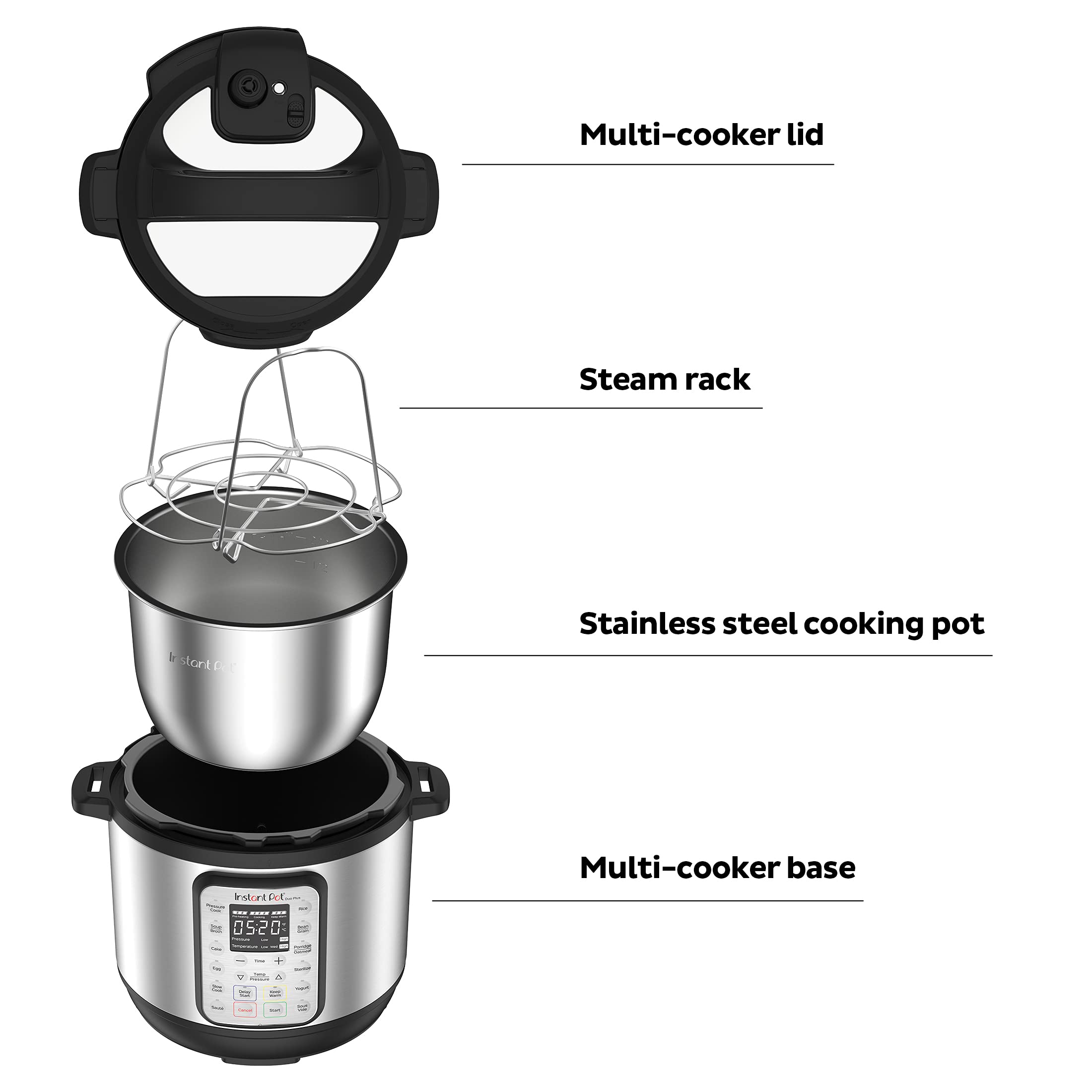 Instant Pot Duo Plus 9-in-1 Multicooker, Pressure Cooker, Slow Cook, Rice Maker, Steamer, Sauté, Yogurt, Warmer & Sterilizer, Includes App with Over 800 Recipes, Stainless Steel, 6 Quarts