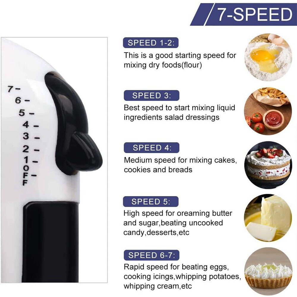 7 Speed  Cake Electric Stand Mixer Food Multi Mixing Bowl Blender Beater Dough