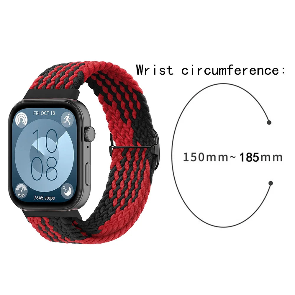 Braided Nylon WatchBand Strap For Huawei Watch Fit 5 4 3 Smart Wristband Braided Elastic Bracelet For Huawei Fit5 fit4 pro strap