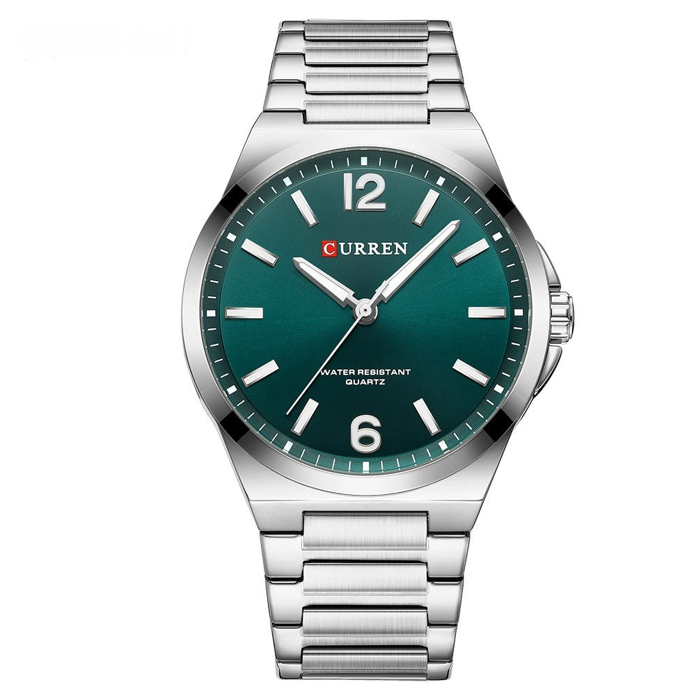 Men's Simple Waterproof Quartz Wristwatch With Steel Band Business Style