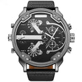 Bold Dual-Time Black Outdoor Sports Watch