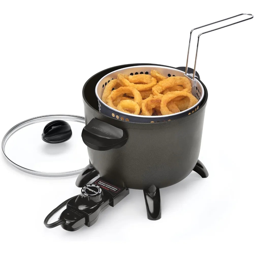 US Shipping Kitchen Kettle Multi Cooker Steamer Deep Fryer Black Electric Pot